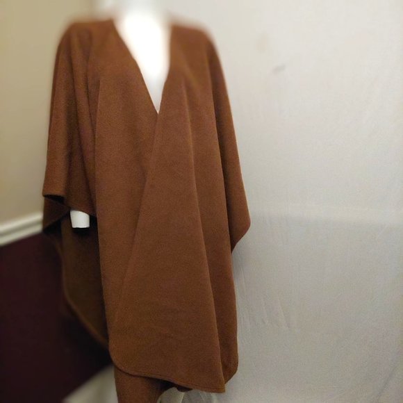 Mon Repos Baby Alpaca Long Cape Wrap Poncho OS Brown Peru
